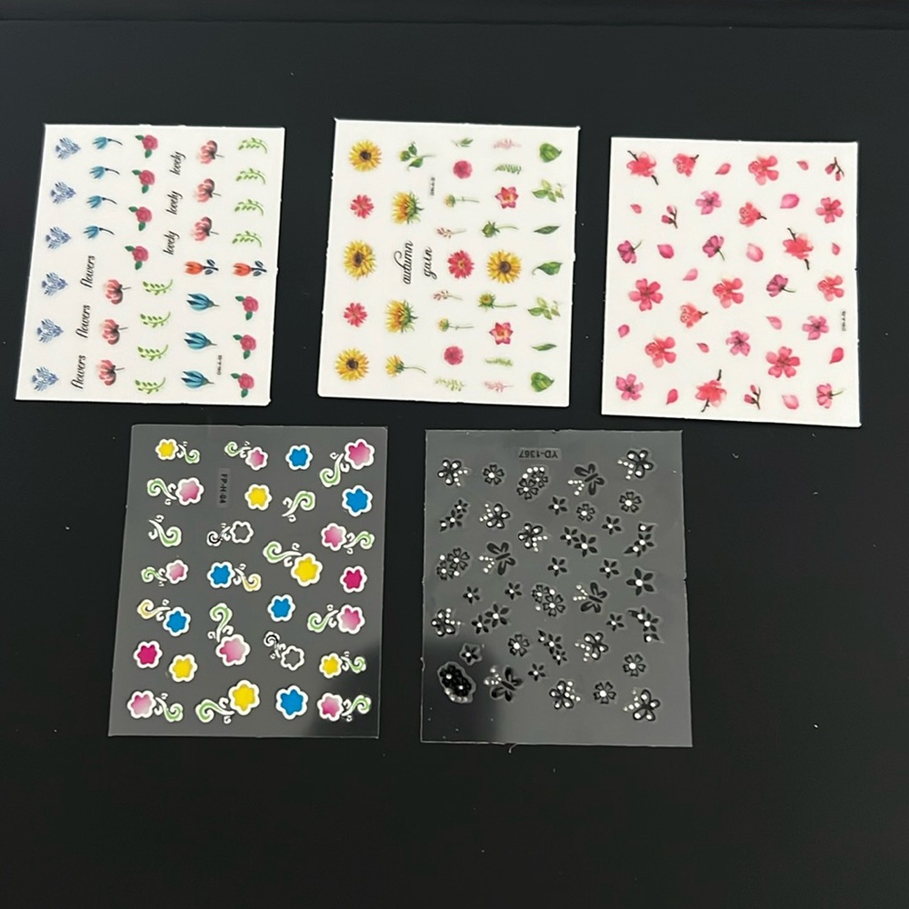5 sheets of floral nail stickers